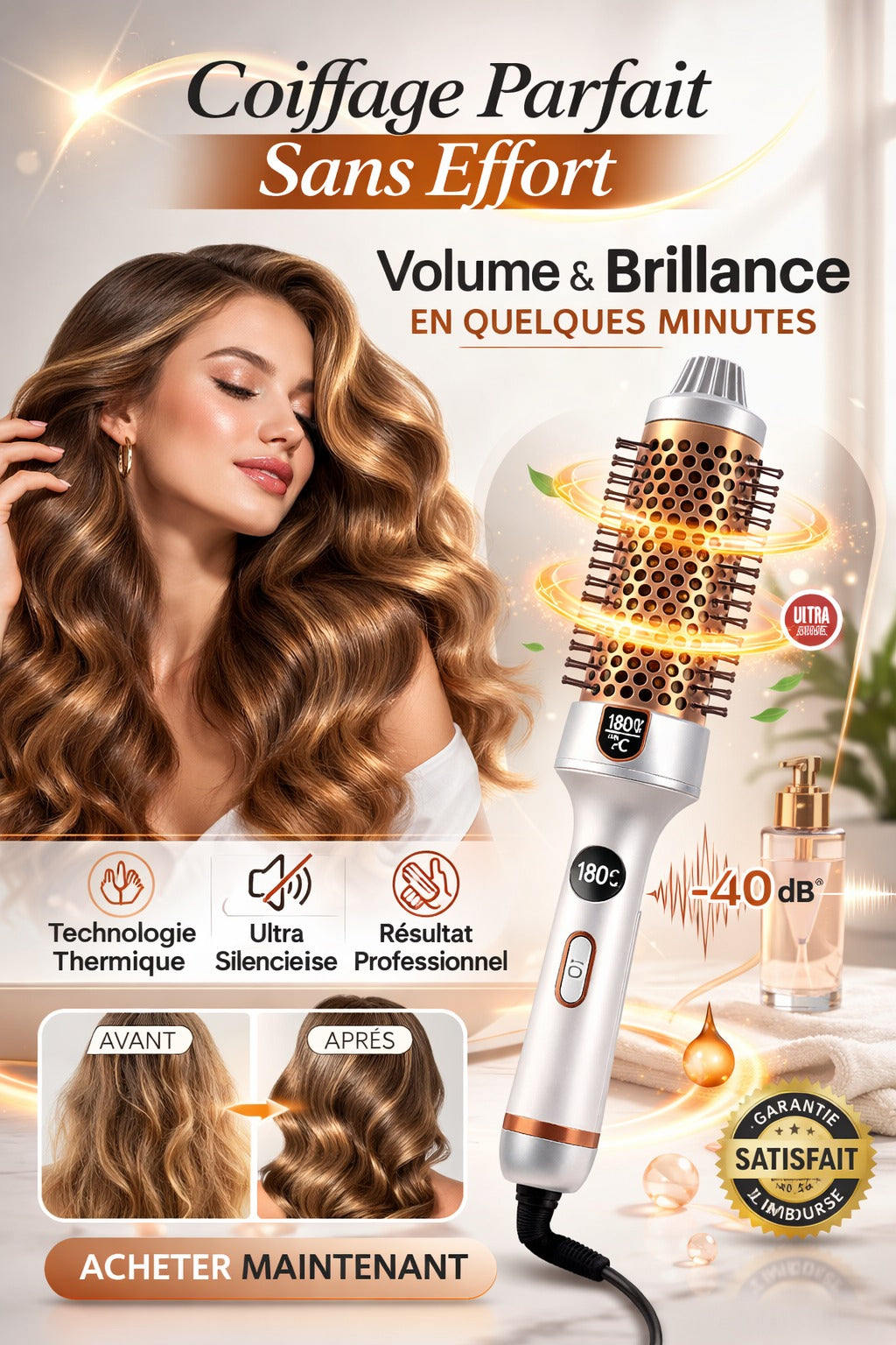 Brosse thermique soufflante & silencieuse ENZO® Sheglam - Marque italienne