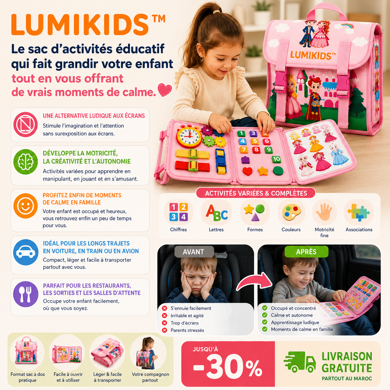 LumiKids™ – Sac Montessori Éducatif & Sensoriel pour Apprendre en S’Amusant