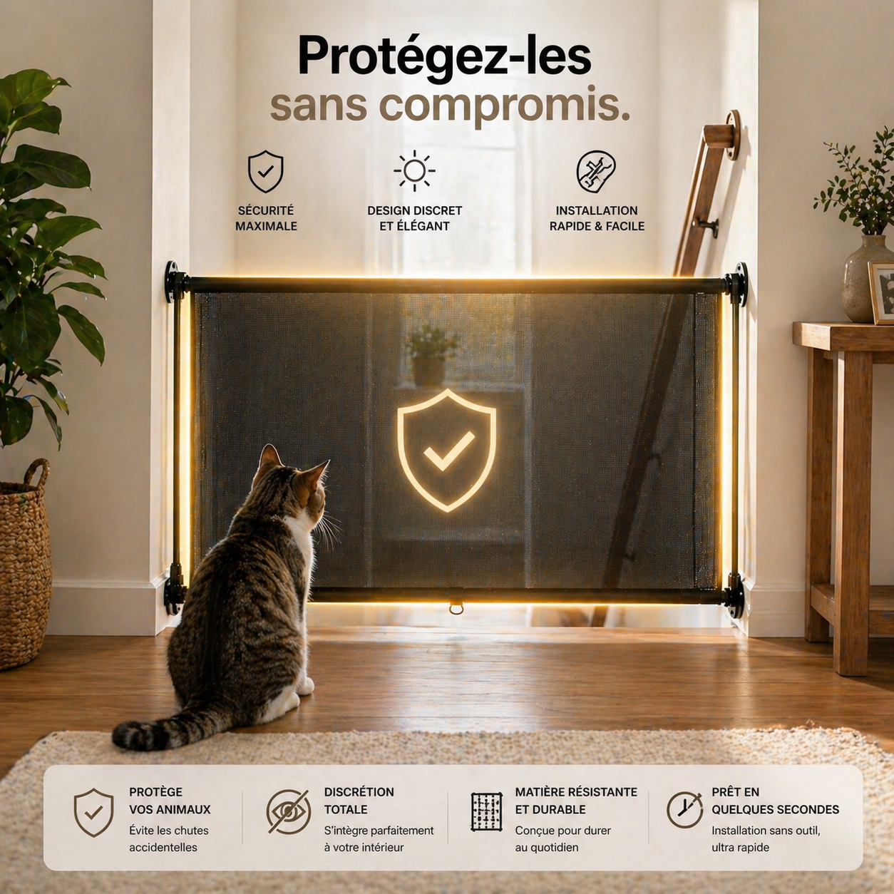 Barrière de Sécurité Rétractable – Protection Enfants & Animaux