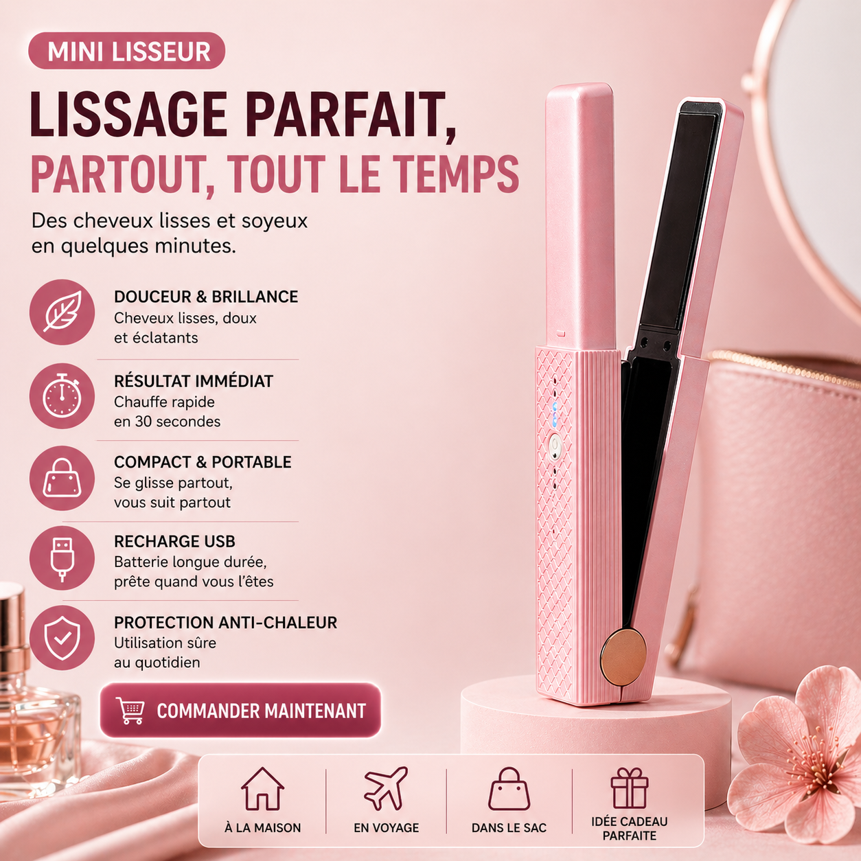 Mini Lisseur Cheveux C-Lyss™ – Compact & Puissant