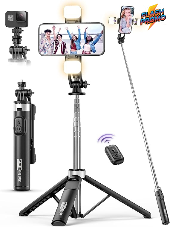 Perche à Selfie à Double Lampes LED & Télécommande Bluetooth
