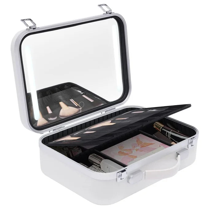 Trousse de maquillage de voyage avec miroir LED - Qualité Premium (Vide)