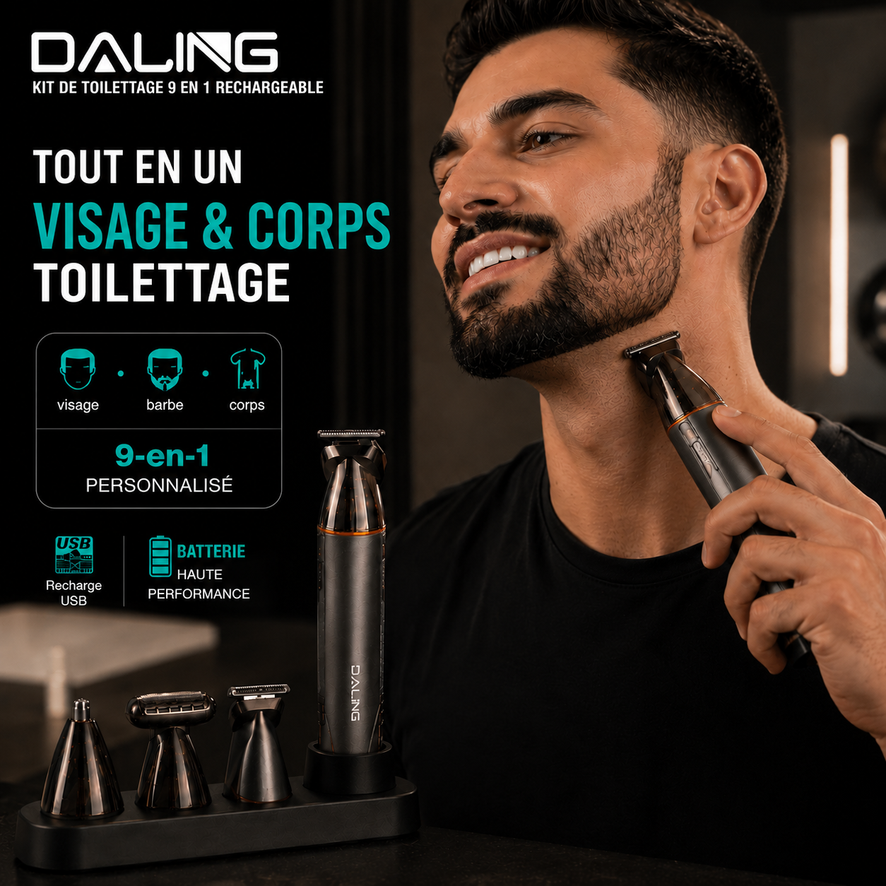 Kit de Toilettage 9-en-1 pour hommes DALING