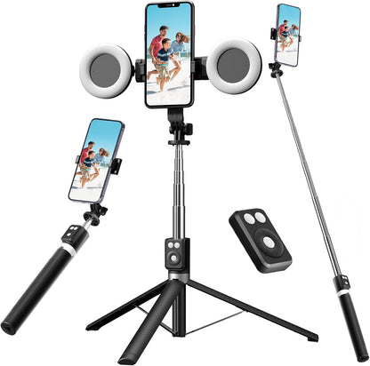 Trépied Professionnel avec commande Bluetooth & 2 Ringlights