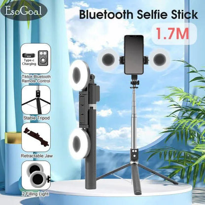 Trépied Professionnel avec commande Bluetooth & 2 Ringlights