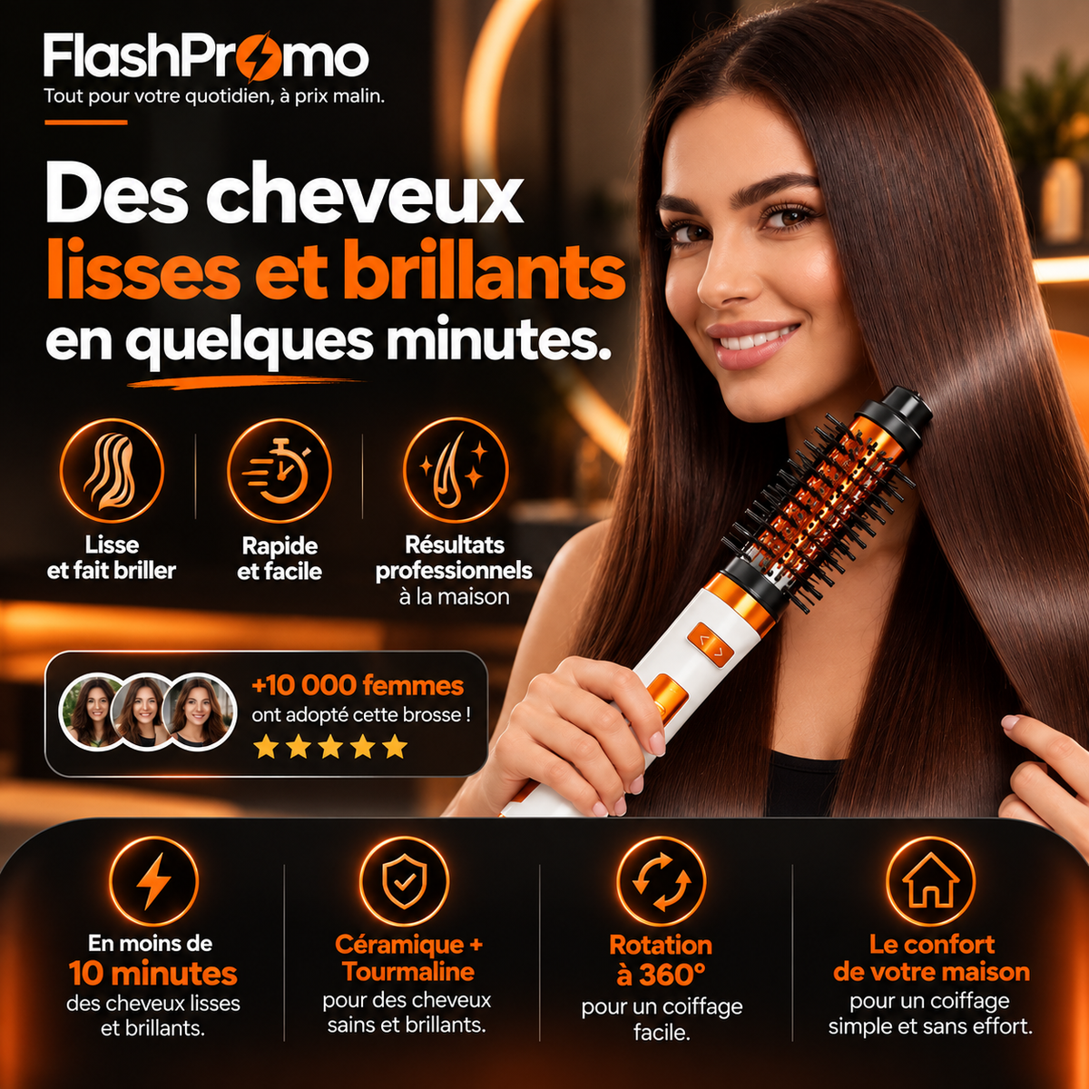 Sèche-cheveux Rotatif 2en1 Premium Kemey®