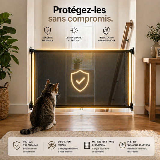 Barrière de Sécurité Rétractable – Protection Enfants & Animaux