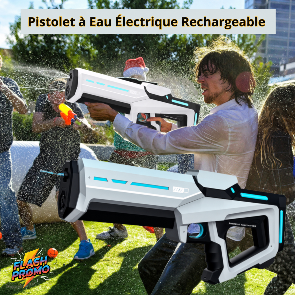 🔫Pistolet à Eau Électrique Rechargeable | WaterJet™☀️💦