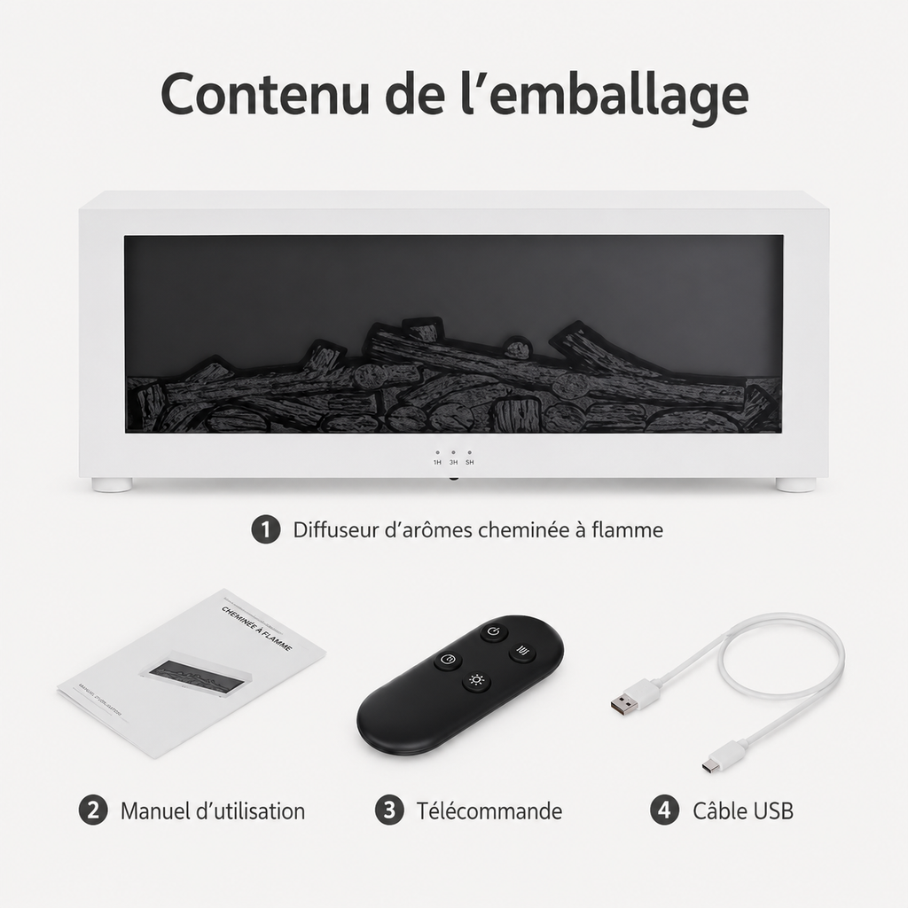Diffuseur d’arômes à effet flamme avec télécommande