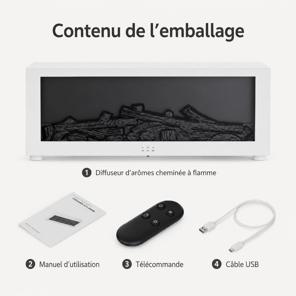 Diffuseur d’arômes à effet flamme avec télécommande