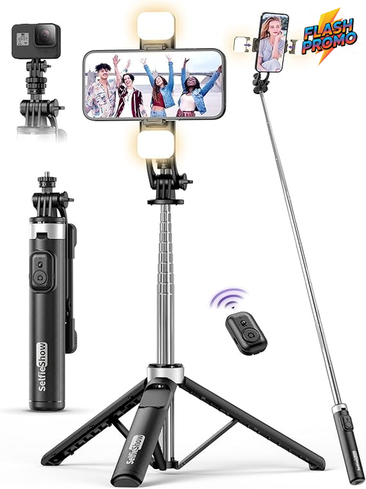 Perche à Selfie à Double Lampes LED & Télécommande Bluetooth