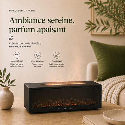 Diffuseur d’arômes à effet flamme avec télécommande