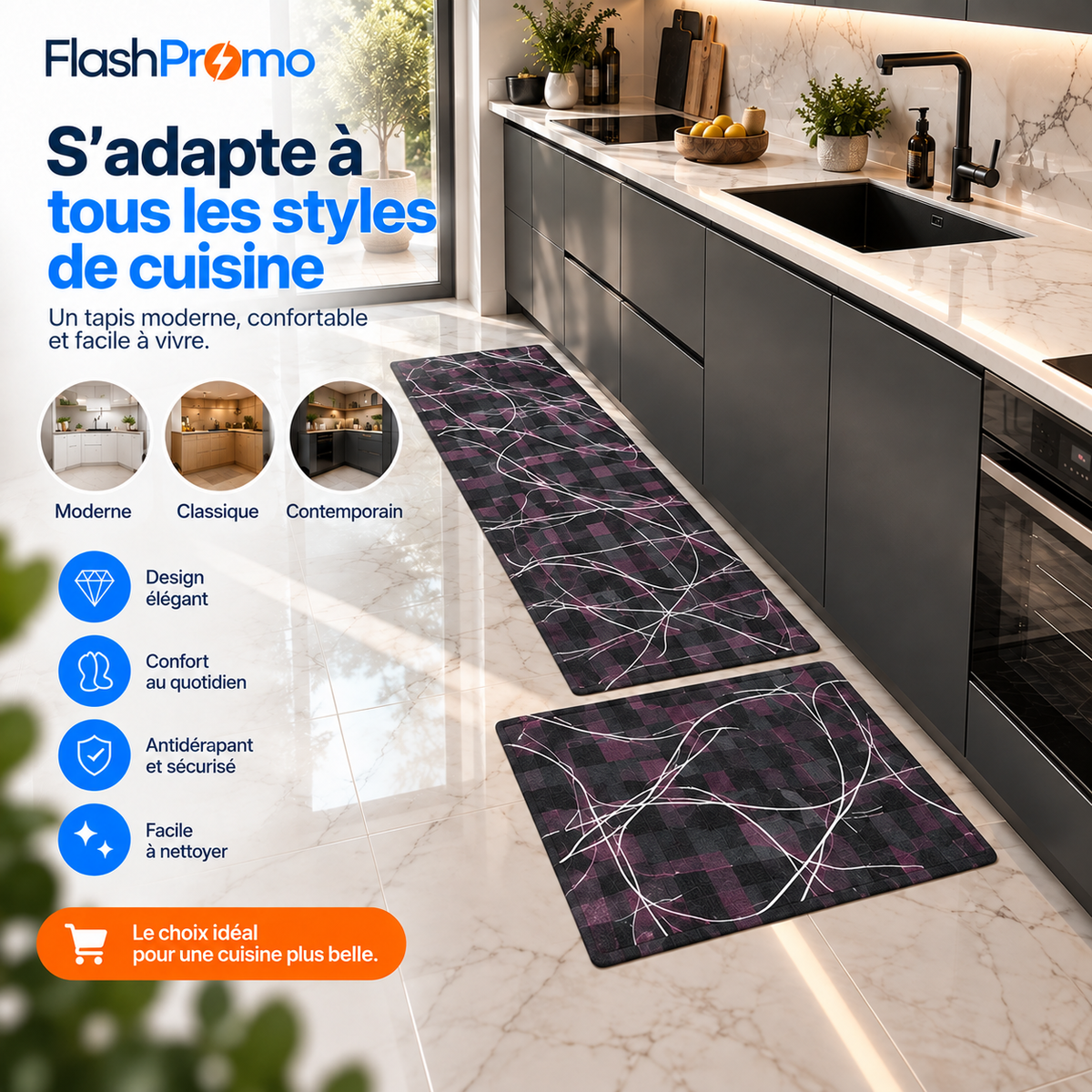 Set de 2 Tapis de Cuisine