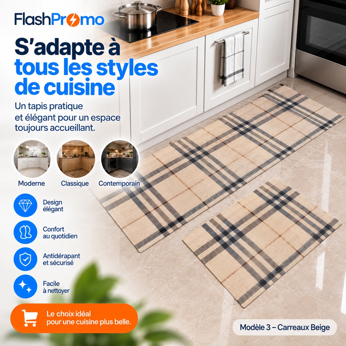 Set de 2 Tapis de Cuisine
