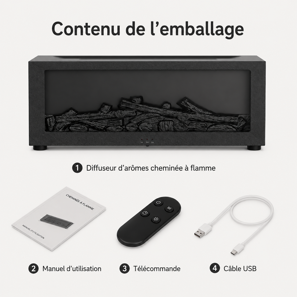 Diffuseur d’arômes à effet flamme avec télécommande
