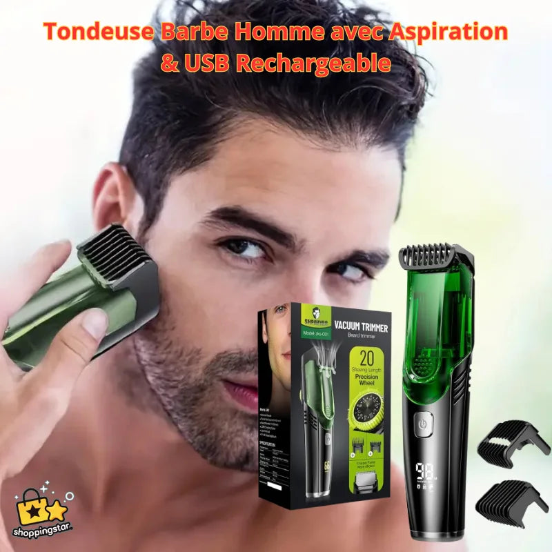 Tondeuse à Barbe sans fil pour hommes avec Aspiration - Qualité Premium